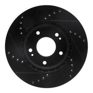 Hyundai Elantra GT Brake Rotor (1) - Front Right - R1 Concepts - Drilled & Slotted - Black - `11-`25